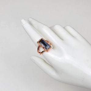 Pietersite double band reactangle alchemy ring