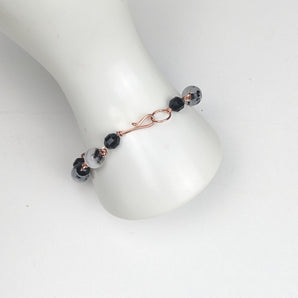 Rainbow Moonstone and Black Tourmaline Copper pendant