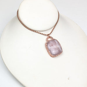 Rose Quartz rectangle Alchemy Pendant