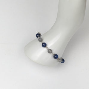 Kyanite and Labradorite Handlinked Sterling Silver Bracelet