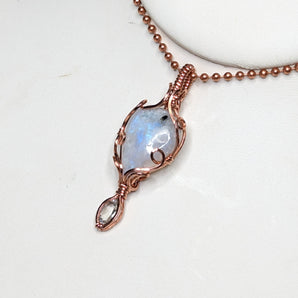 Rainbow Moonstone And White Topaz Pendant