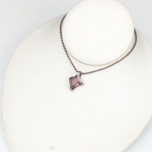 Pink Epidot Copper Diamond Pendant