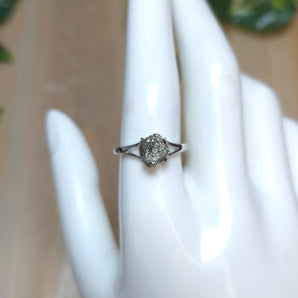 Raw Pyrite Stainless steel Adjustable Ring