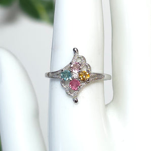 Tourmaline Decorative Stainless Steel Adjustable Ring