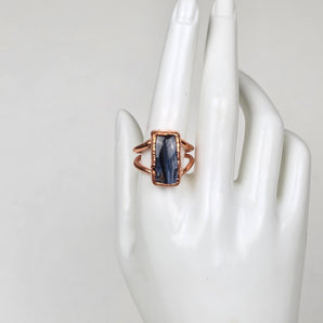 Pietersite double band reactangle alchemy ring