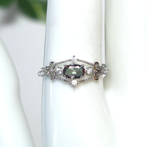 Mystic Topaz Stainless Steel Adjustable Ring