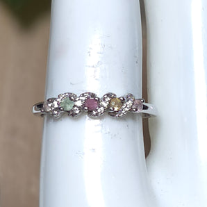 Tourmaline band swirl Stainless steel Adjustable Ring