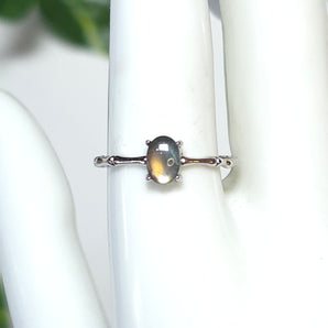 Labradorite Simple Stainless Steel Adjustable Ring