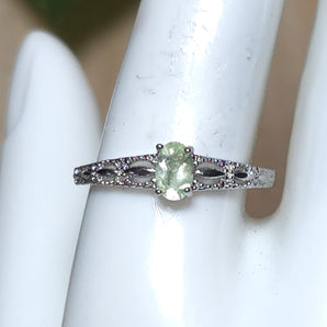 Green Peridot Stainless steel Adjustable Ring