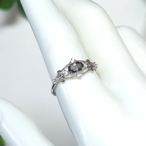 Mystic Topaz Stainless Steel Adjustable Ring