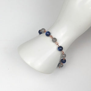 Kyanite and Labradorite Handlinked Copper Bracelet