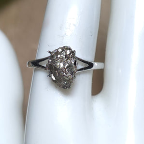 Raw Pyrite Stainless steel Adjustable Ring