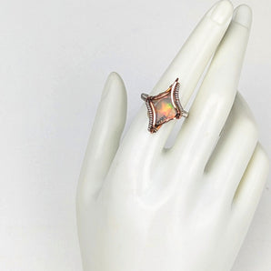 Ethiopian Opal Copper and Sterling Silver Ring