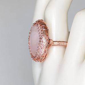 Rose Quartz Gallery Wire Ring