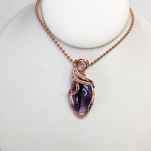 Trapiche Amethyst and Rainbow Moonstone Pendant