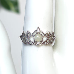 Opal Crown Stainless Steel Adjustable Ring