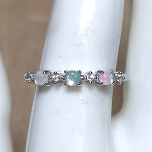Opal Stainless steel Adjustable Ring