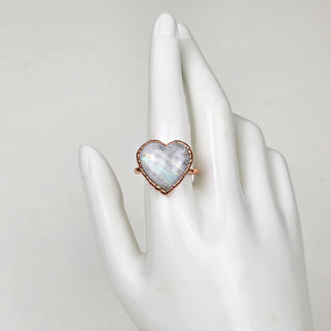 Rainbow Moonstone heart alchemy ring
