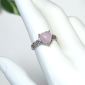 Kunzite Heart Stainless Steel Adjustable Ring