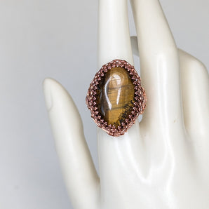 Tigers Eye Gallery Wire Ring