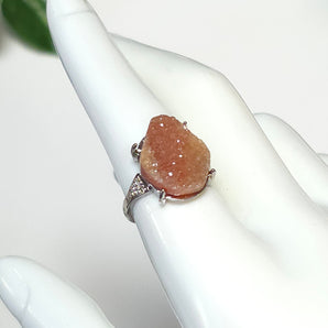 Raw Sunstone Stainless Steel Adjustable Ring
