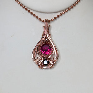 Ruby And Black Spinel Copper Pendant