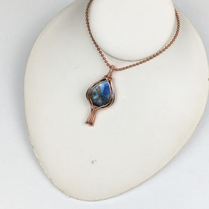 Labradorite Copper Ace of Spades Pendant