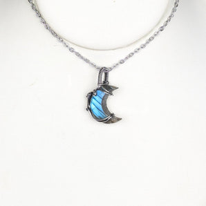 Labradorite Moon Sterling Silver Pendant