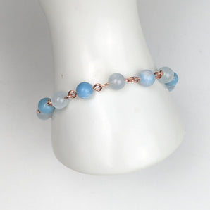 Larimar Aquamarine and Rainbow Moonstone Bracelet