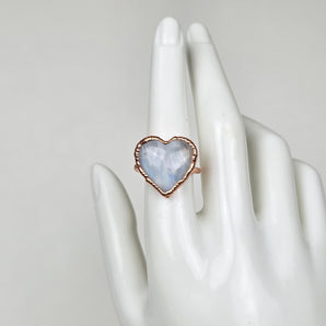 Rainbow Moonstone heart alchemy ring