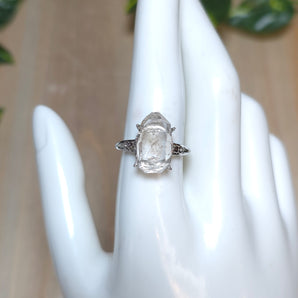 Raw Oil Herkimer Stainless steel Adjustable Ring