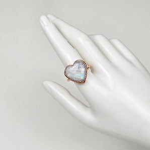 Rainbow Moonstone heart alchemy ring